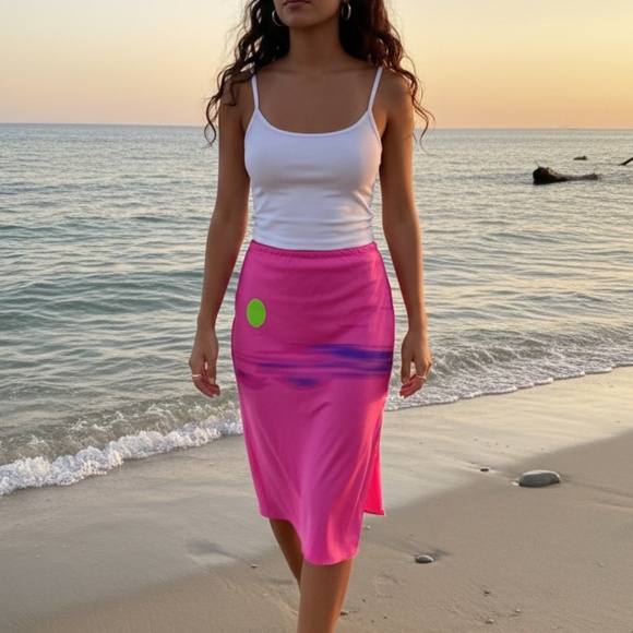 NWT Kerri Rosenthal Ali Beach Skirt in Neon Pink Size Medium - Picture 10 of 10